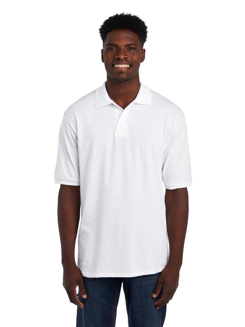 Jerzees Men's SpotShield Stain Resistant Polo Shirts (Short & Long, Short Sleeve-White, Large - Image 1